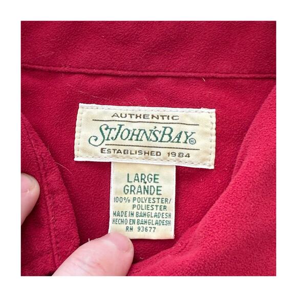 Authentic St. John's Bay Women's Red Long Sleeve Blouse Size Large - Picture 2 of 6